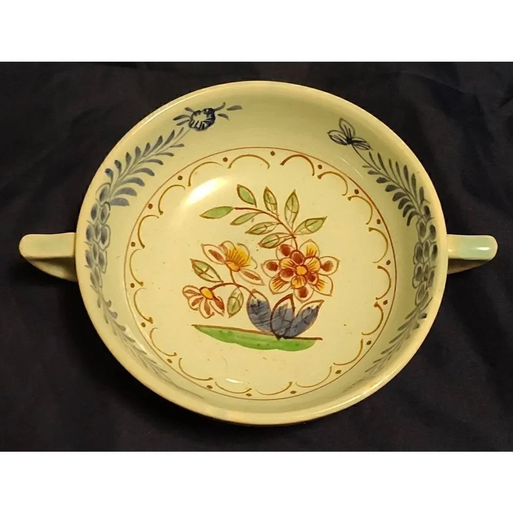 Vintage Adams England Calyx Ware dish Double handled. 4.75